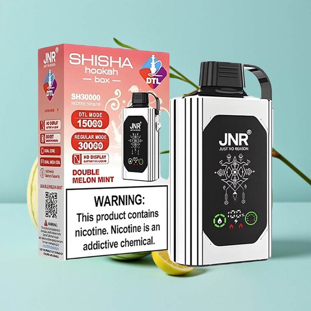 JNR Shisha Hookah Box 20500 Puffs HD Display 25ml Dobbel Melon Mynte Type-C Lading