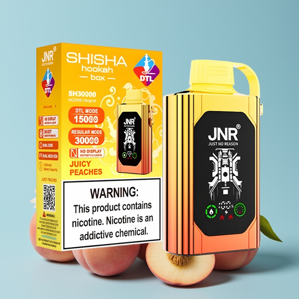 JNR Shisha Hookah Box 20500 Puffs HD Display 25ml Saftige Fersken Type-C