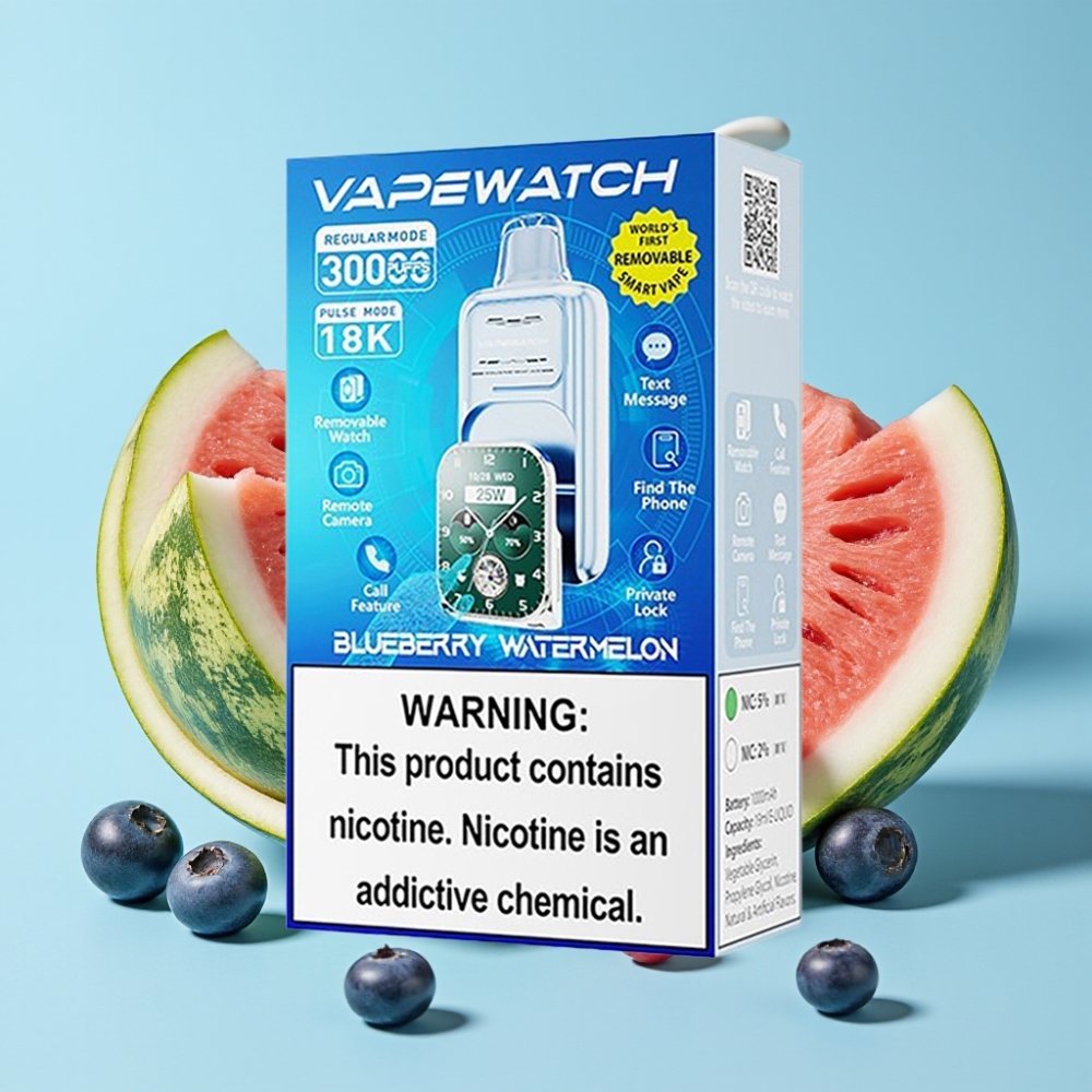 JNR VapeWatch 30000 Puffs 1000mAh Type-C Blåbær Vannmelon