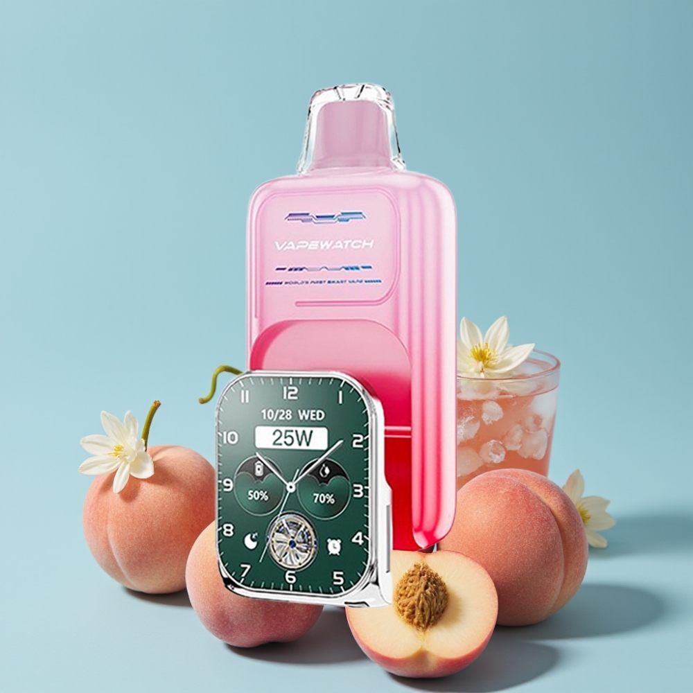 JNR VapeWatch 30000 Puffs 19mL 5% Dual Mesh Coil Georgia Peach