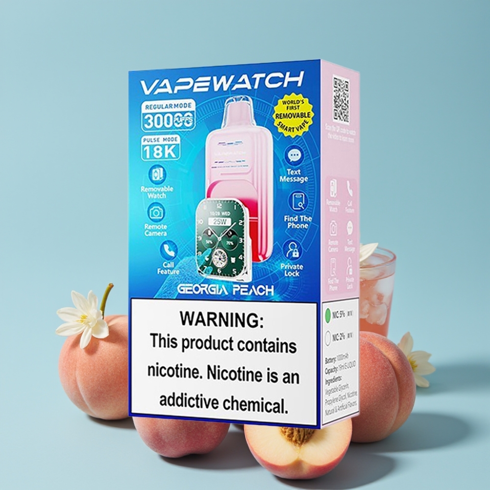 JNR VapeWatch 30000 Puffs 19mL 5% Dual Mesh Coil Georgia Peach