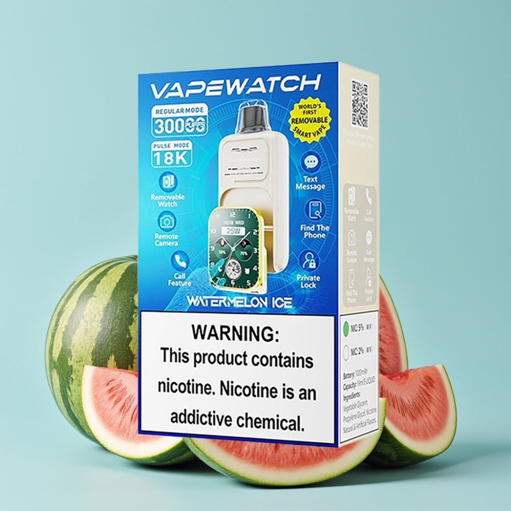JNR VapeWatch 30000 Puffs 19mL 5% Vannmelon Is Dual Mesh Coil Type-C