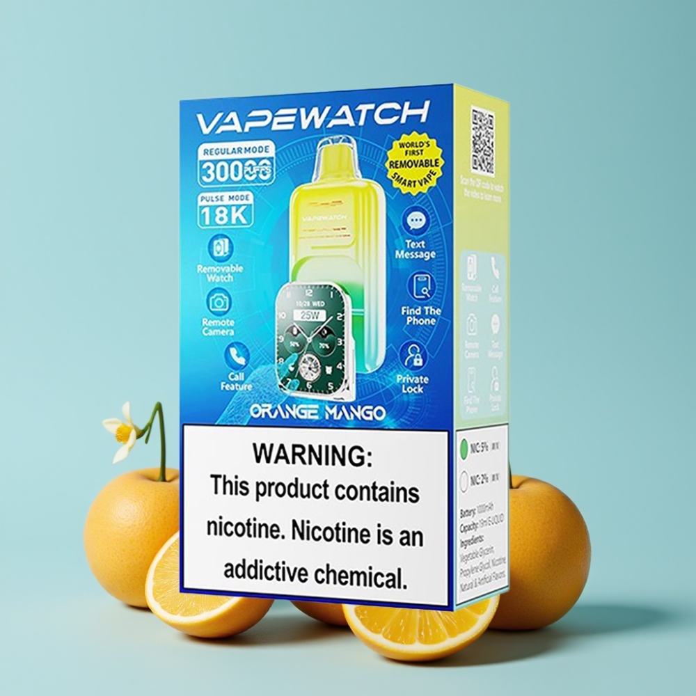 JNR VapeWatch 30000 Puffs Dual Mesh Coil Oransje Mango Type-C Lading 19mL