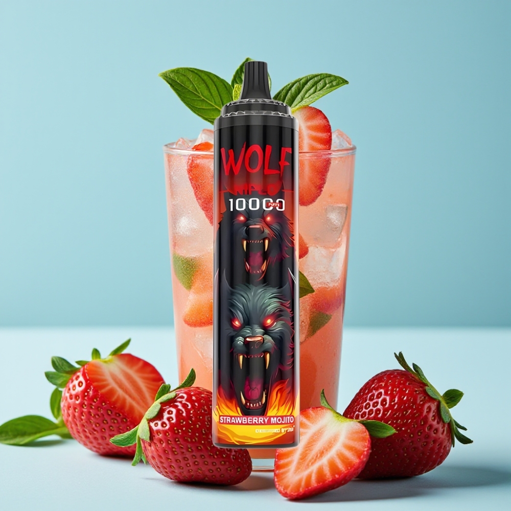 JNR Wolf Niplo 10000 Puffs 20ml 1.0 Ohm Type-C Jordbær Mojito