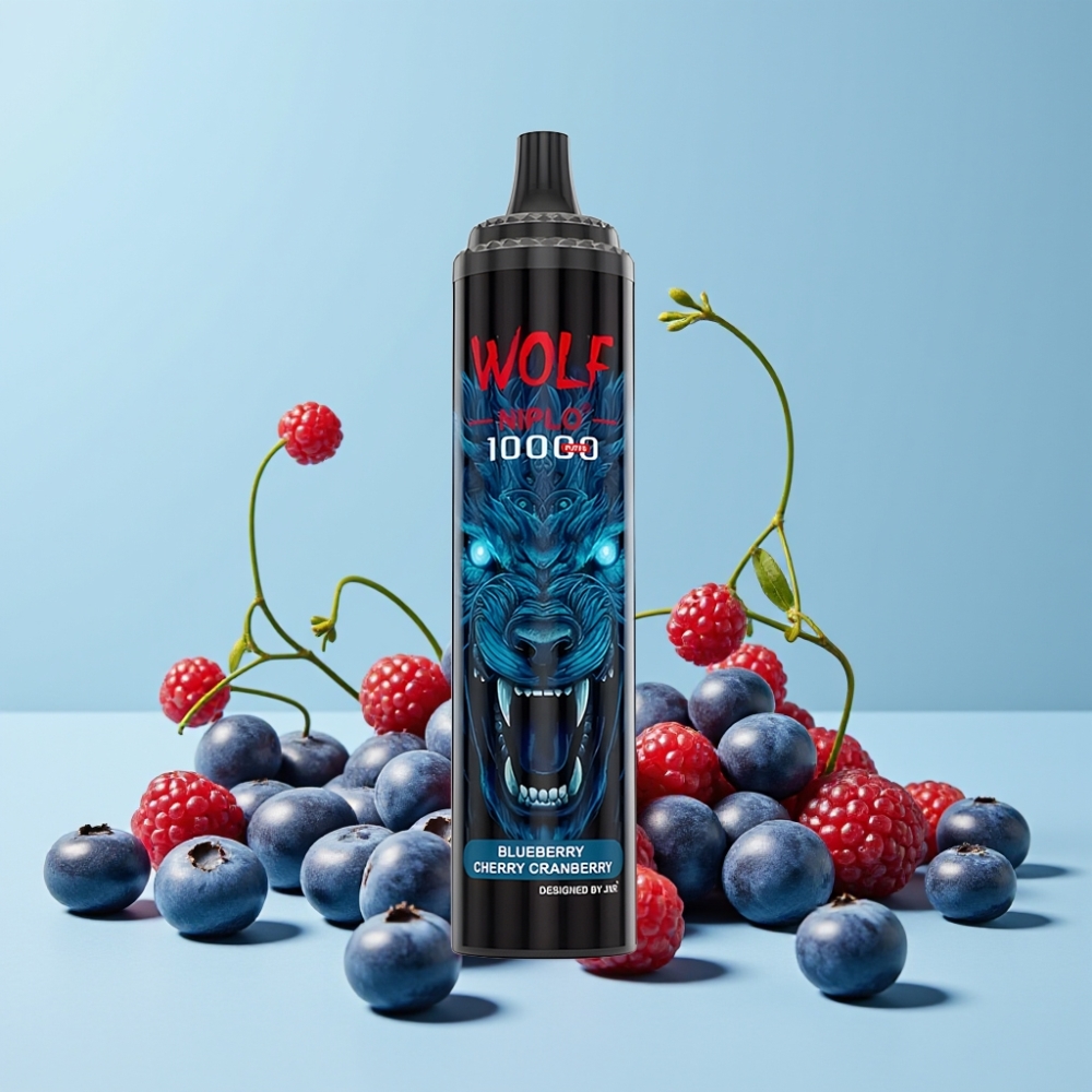 JNR Wolf Niplo 10000 Puffs 20ml Blåbær Kirsebær Tranebær Type-C Lading
