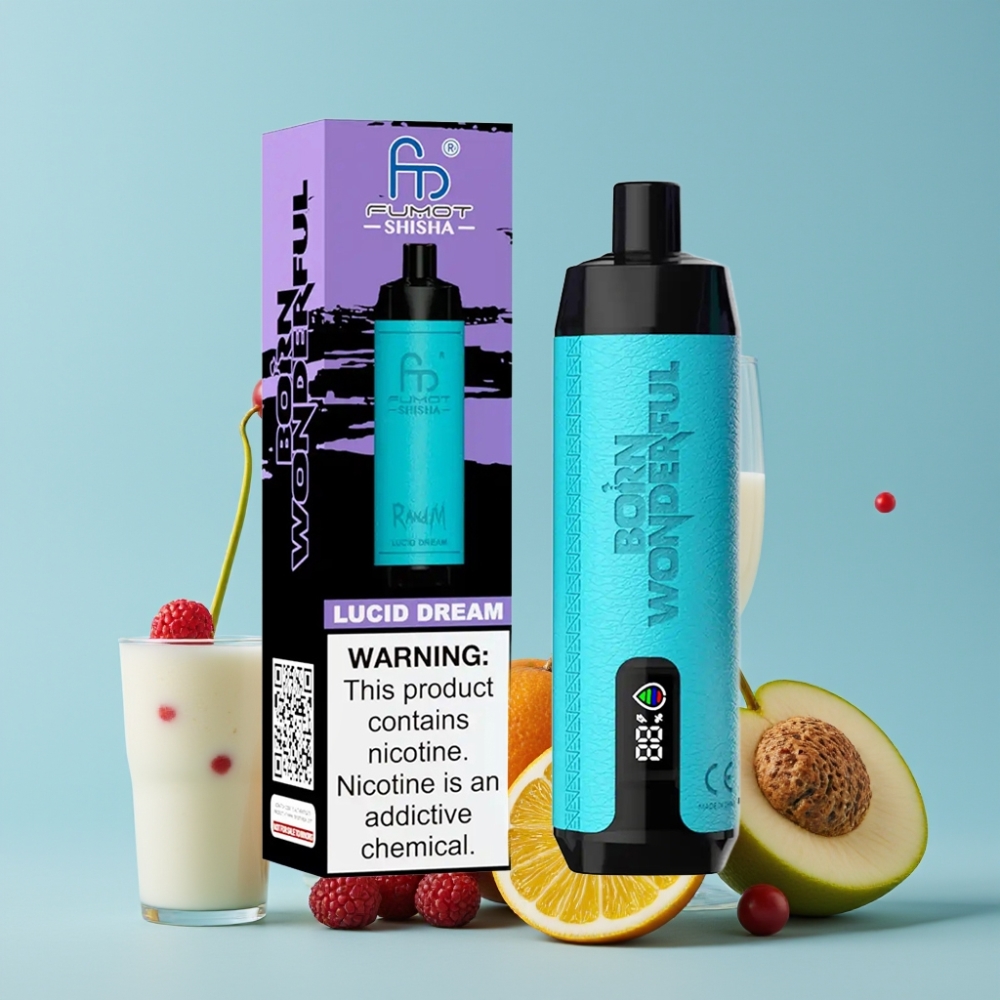 RandM Fumot Shisha 10000 Puffs 18ml 0.5% Nikotin Klar Drøm Type-C LED