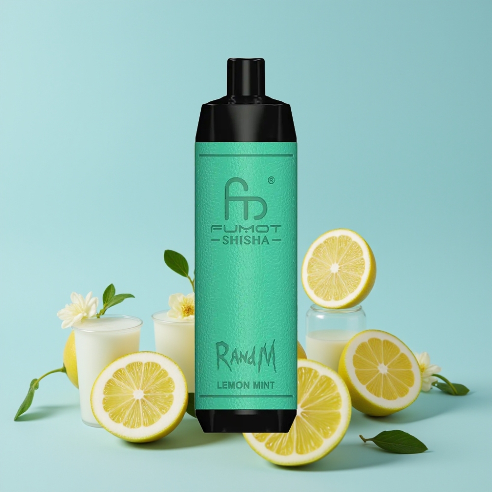 RandM Fumot Shisha 10000 Puffs 18ml 0.5% Nikotin Sitron Mynte