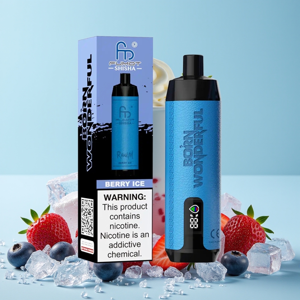 RandM Fumot Shisha 10000 Puffs 18ml Bær Is Type-C 850mAh 0.6ohm