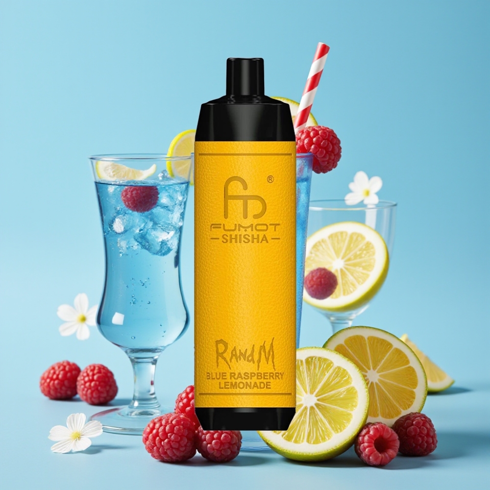 RandM Fumot Shisha 10000 Puffs 18ml Blå Bringebær Sitronade Type-C 850mAh