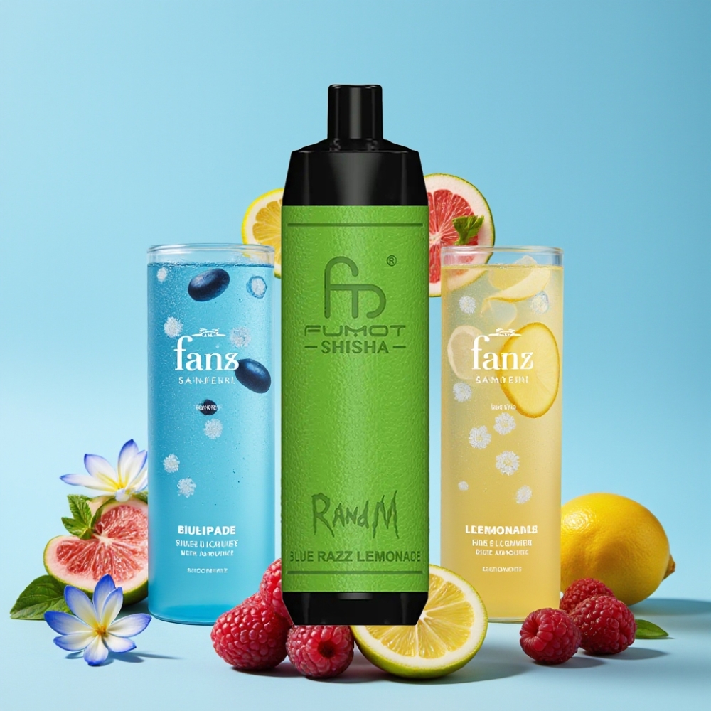 RandM Fumot Shisha 10000 Puffs 18ml Blåbringebær Lemonade 0.5% Nikotin