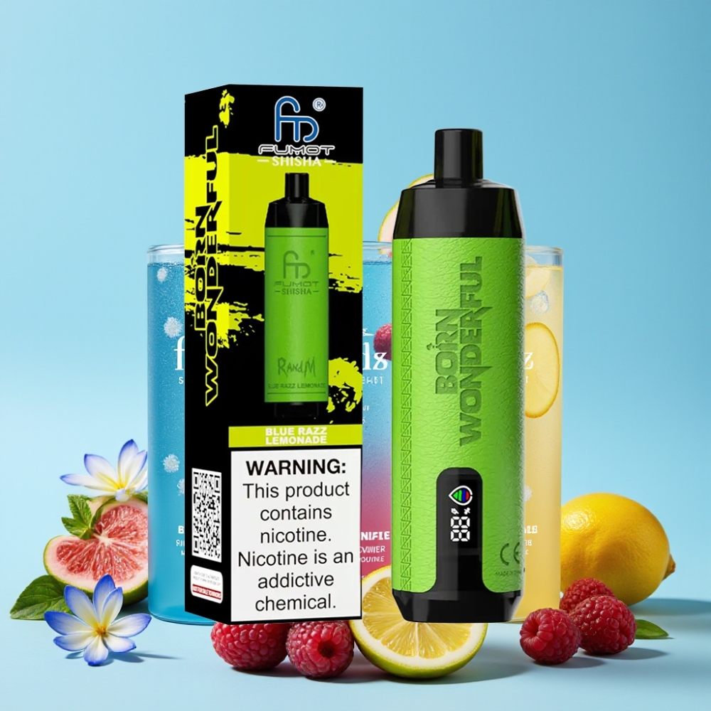 RandM Fumot Shisha 10000 Puffs 18ml Blåbringebær Lemonade 0.5% Nikotin