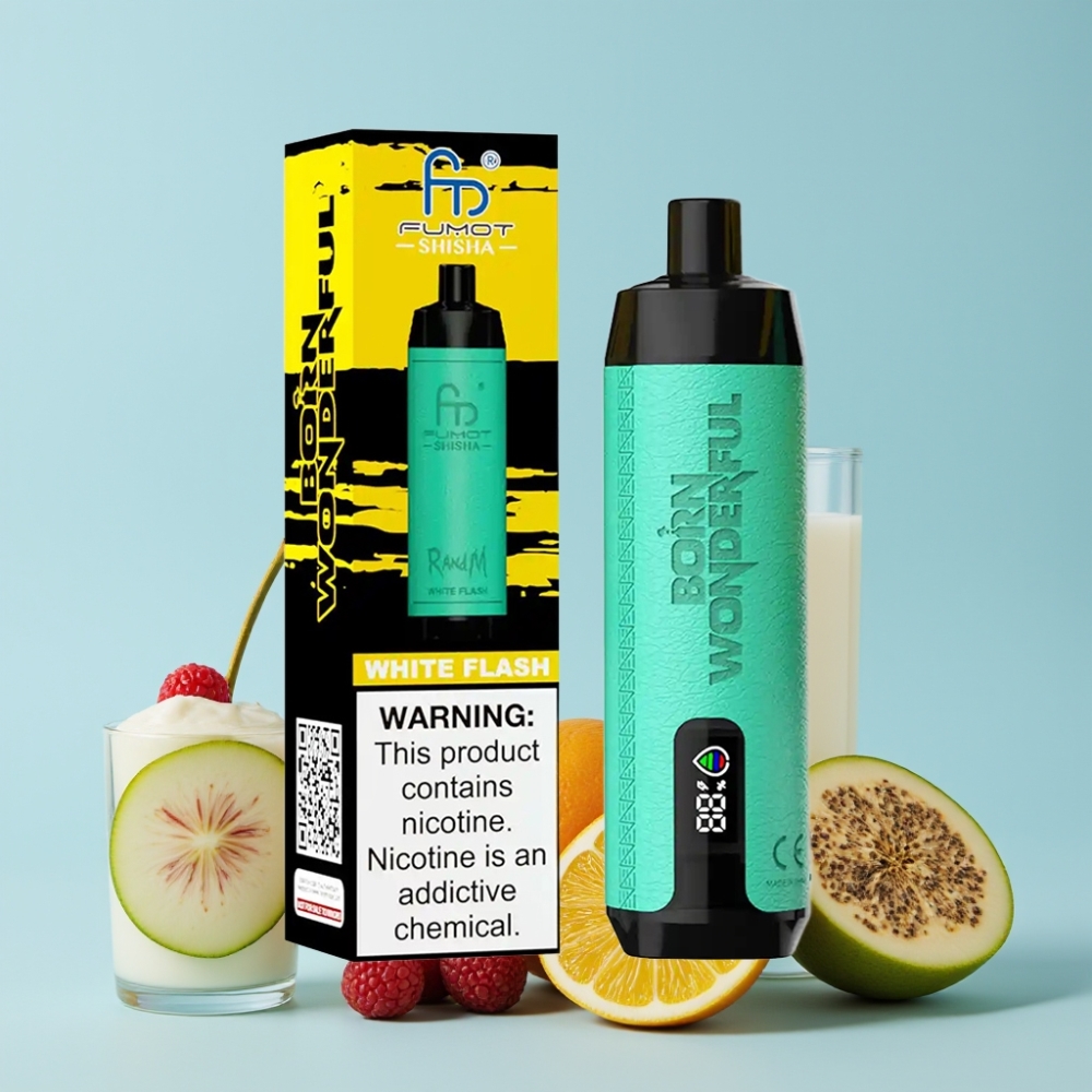 RandM Fumot Shisha 10000 Puffs 18ml Hvit Blits Type-C Norge online wholesalers