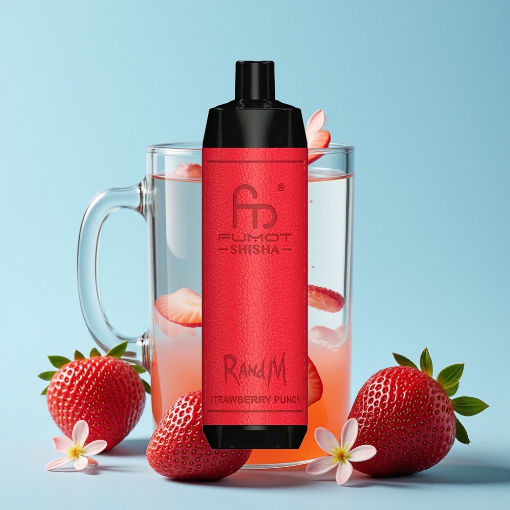 RandM Fumot Shisha 10000 Puffs 18ml Jordbær Punch Type-C 0.5% Nikotin