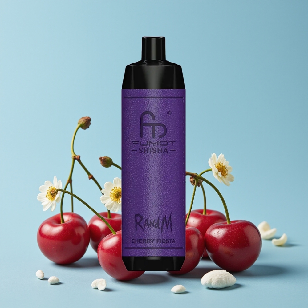 RandM Fumot Shisha 10000 Puffs 18ml Kirsebær Fiesta 0.5% Nikotin Type-C