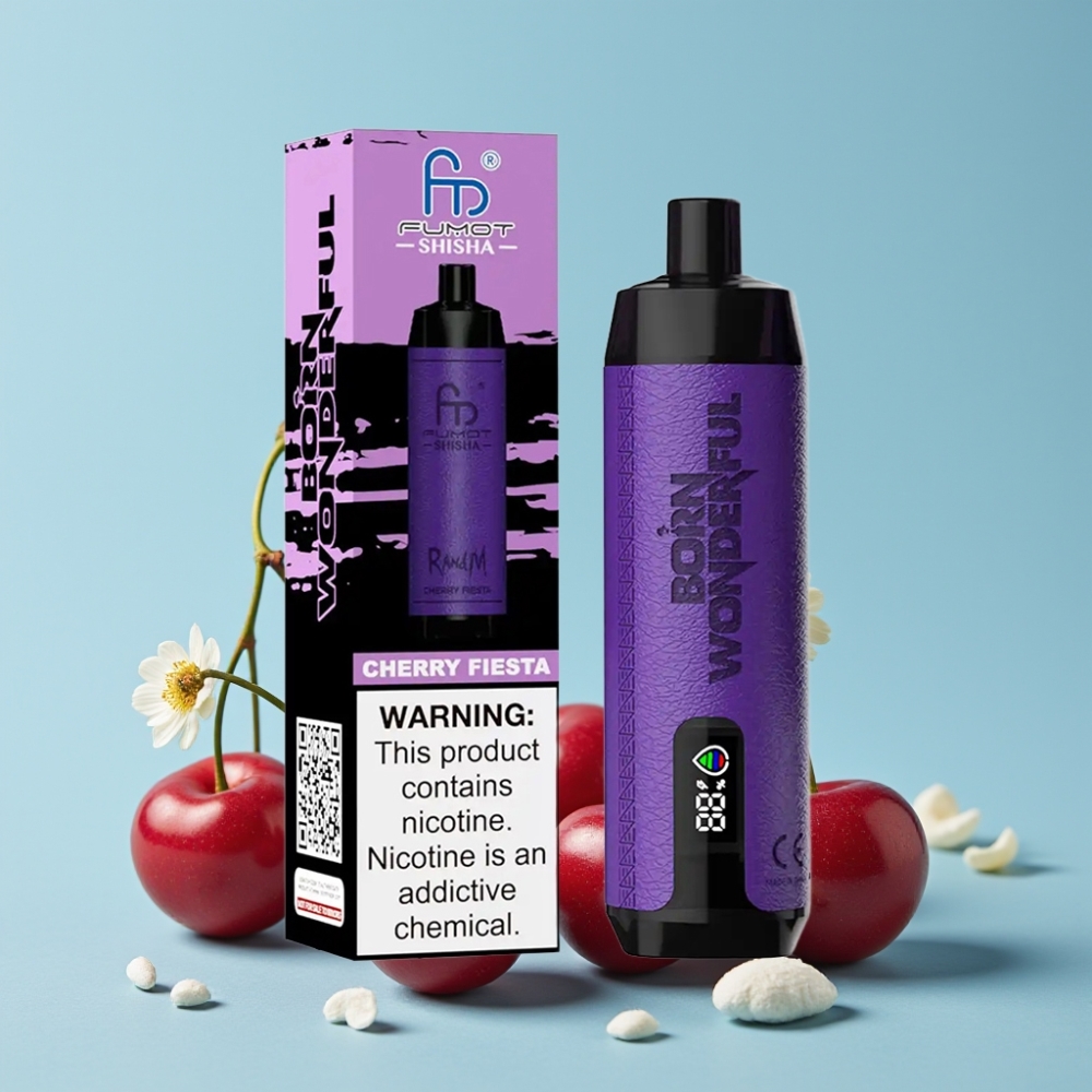 RandM Fumot Shisha 10000 Puffs 18ml Kirsebær Fiesta 0.5% Nikotin Type-C