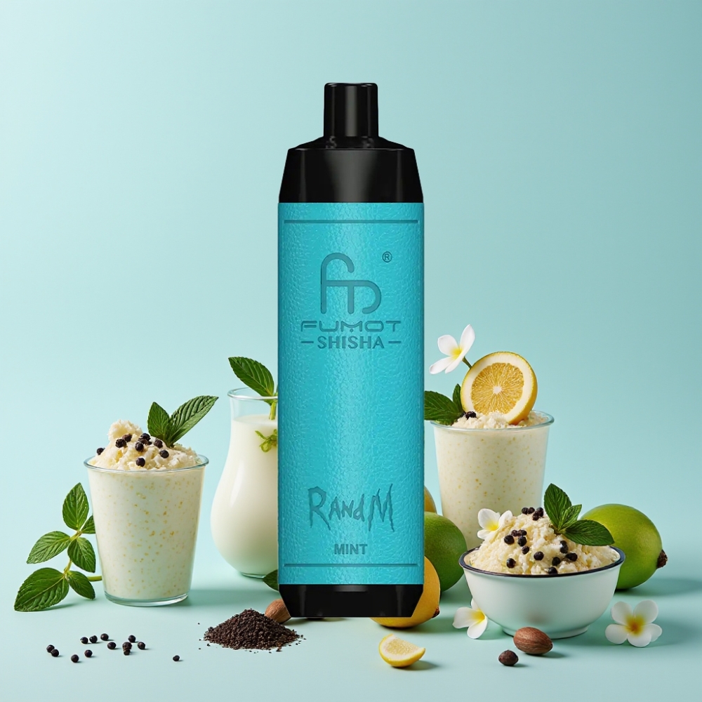 RandM Fumot Shisha 10000 Puffs 18ml Mint Type-C LED Norge online wholesalers
