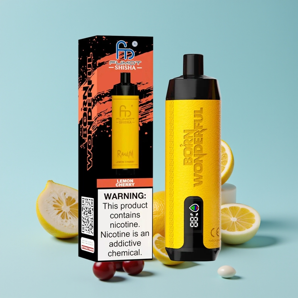 RandM Fumot Shisha 10000 Puffs 18ml Sitron/Kirsebær Type-C LED