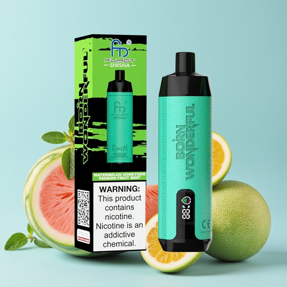 RandM Fumot Shisha 10000 Puffs 18ml Vannmelon Honningmelon Passionsfrukt Mynte