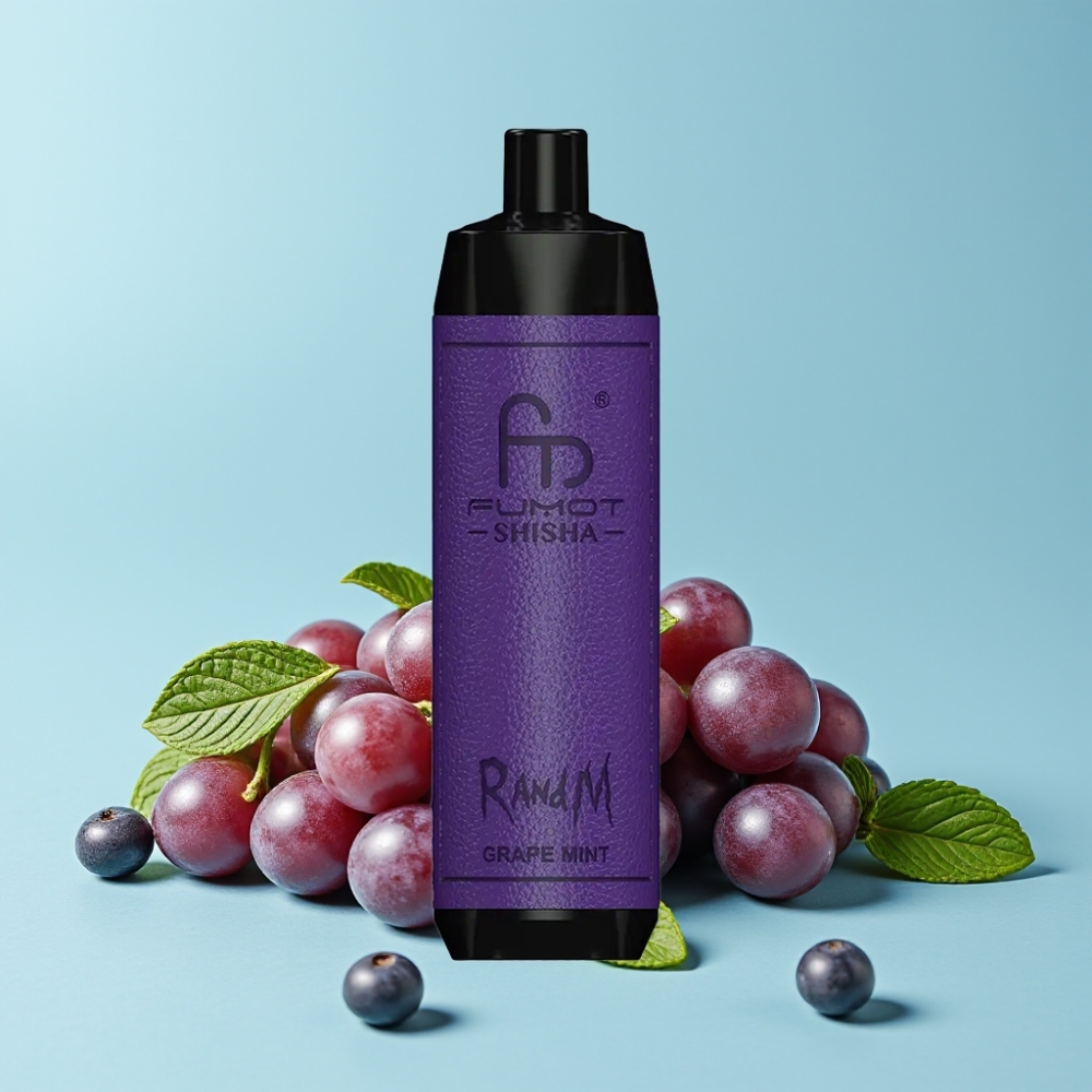 RandM Fumot Shisha 10000 Puffs Druemynt Disposable Vape med 18ml e-væske og Type-C