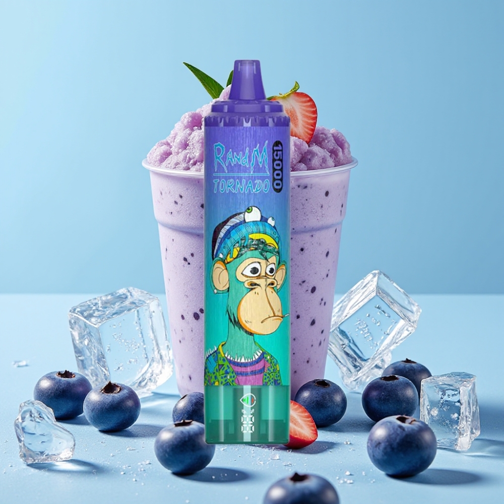 RandM Fumot Tornado 15000 Puffs 25ml 850mAh Blåbær På Is Type-C LCD