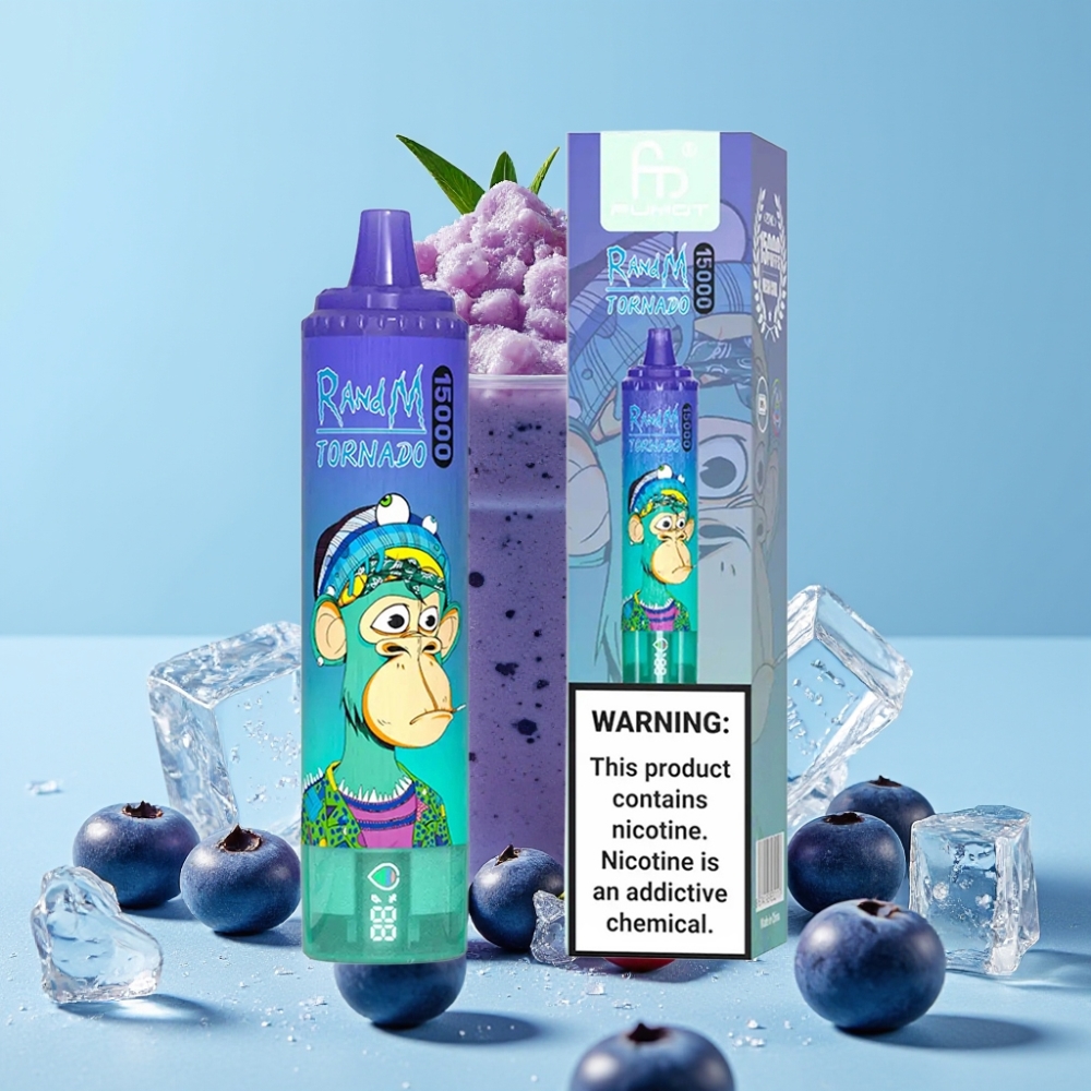 RandM Fumot Tornado 15000 Puffs 25ml 850mAh Blåbær På Is Type-C LCD