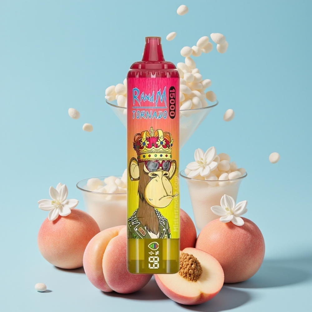 RandM Fumot Tornado 15000 Puffs 25ml 850mAh Iskald Fersken Type-C LCD Mesh Coil