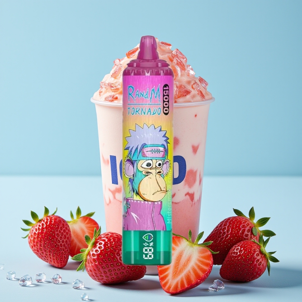 RandM Fumot Tornado 15000 Puffs 25ml 850mAh LCD Iskald Jordbær Type-C