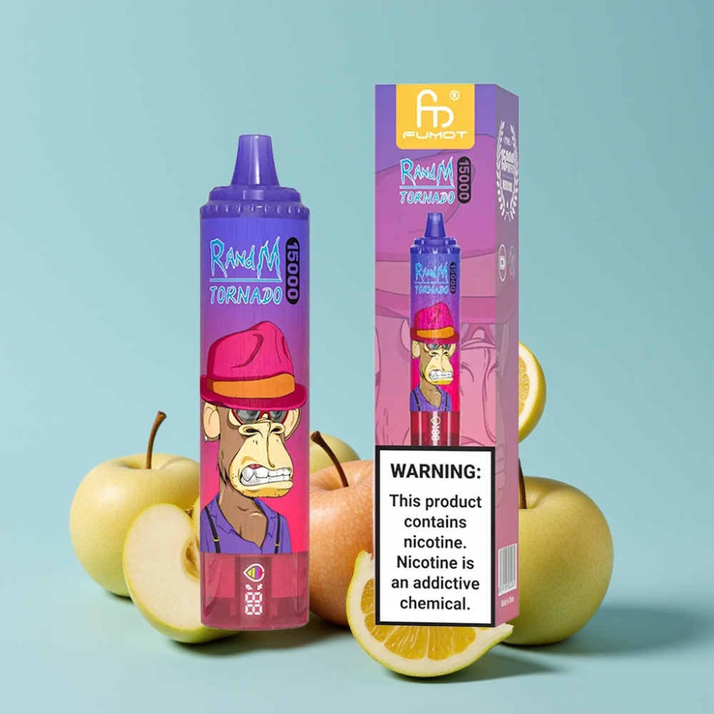RandM Fumot Tornado 15000 Puffs 25ml 850mAh Sur Eple Type-C LCD Mesh Coil