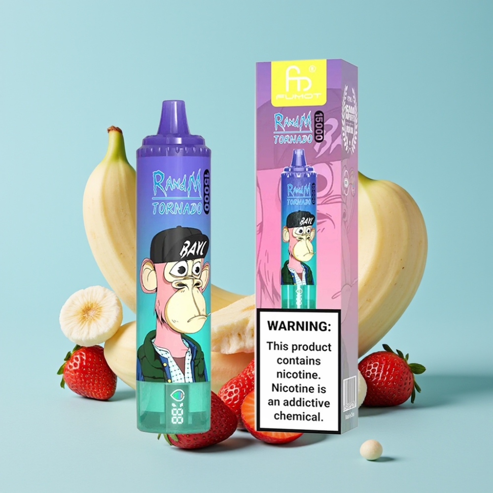 RandM Fumot Tornado 15000 Puffs 25ml 850mAh Type-C Jordbær Banan