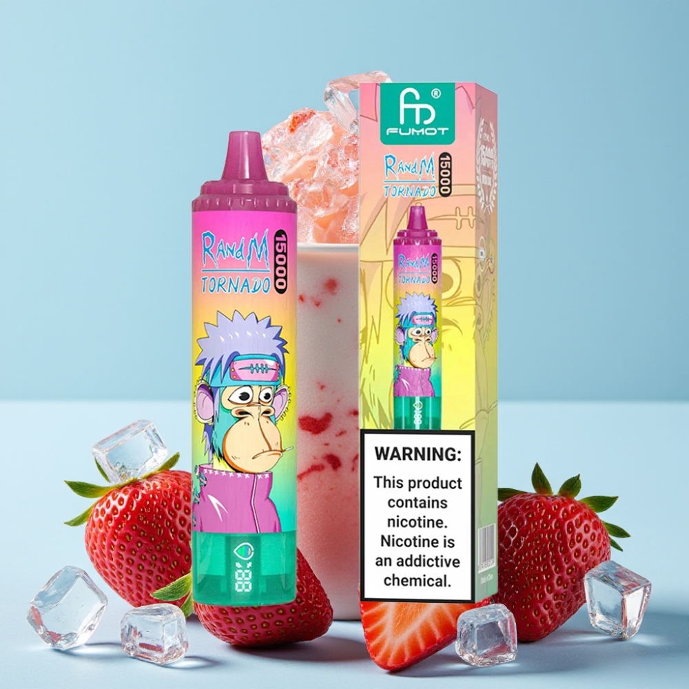 RandM Fumot Tornado 15000 Puffs 25ml 850mAh Type-C Jordbær Is