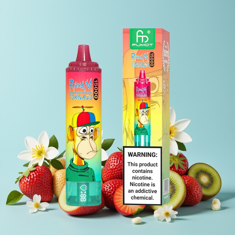 RandM Fumot Tornado 15000 Puffs 25ml 850mAh Type-C Jordbær Kiwi