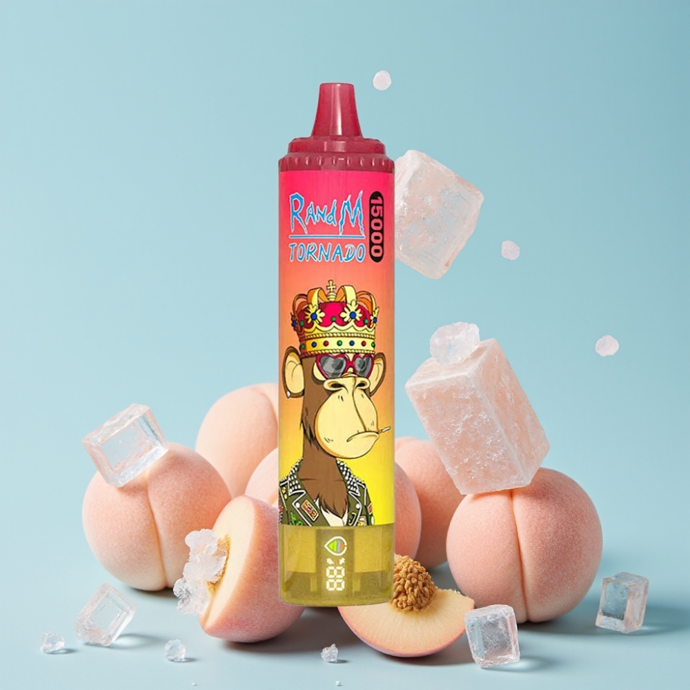 RandM Fumot Tornado 15000 Puffs 25ml 850mAh Type-C LCD Fersken Is