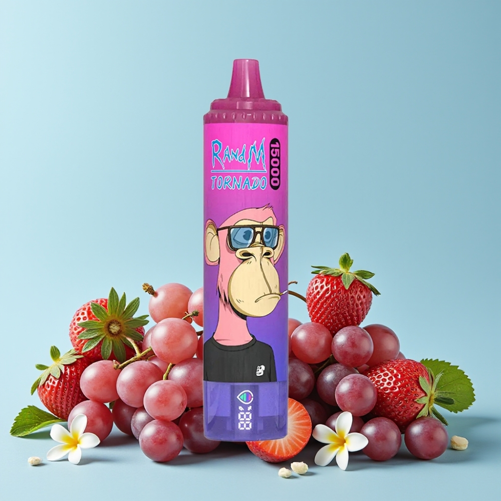 RandM Fumot Tornado 15000 Puffs 25ml 850mAh Type-C LCD Jordbær Drue