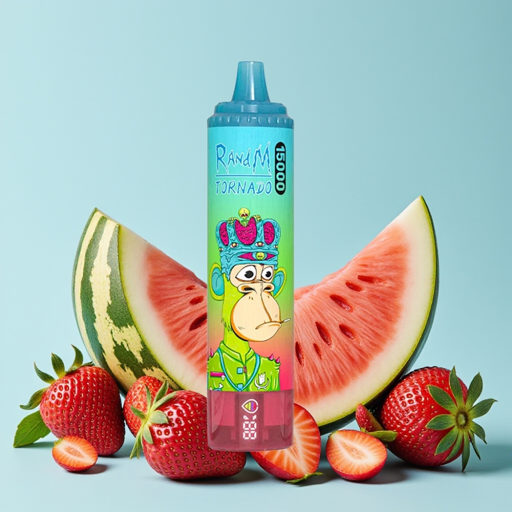 RandM Fumot Tornado 15000 Puffs 25ml 850mAh Type-C LCD Jordbær Vannmelon