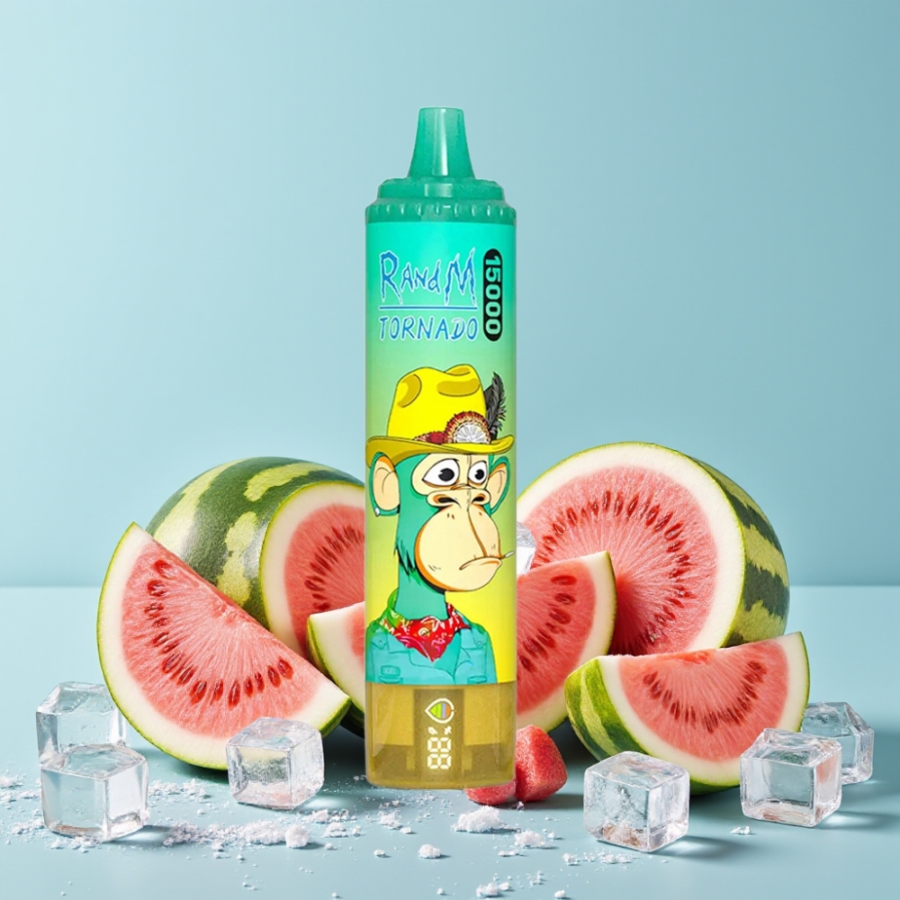 RandM Fumot Tornado 15000 Puffs 25ml 850mAh Vannmelon Is Mesh Coil Type-C LCD