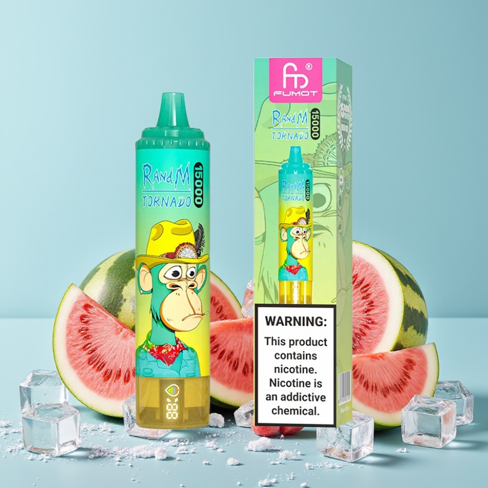 RandM Fumot Tornado 15000 Puffs 25ml 850mAh Vannmelon Is Mesh Coil Type-C LCD