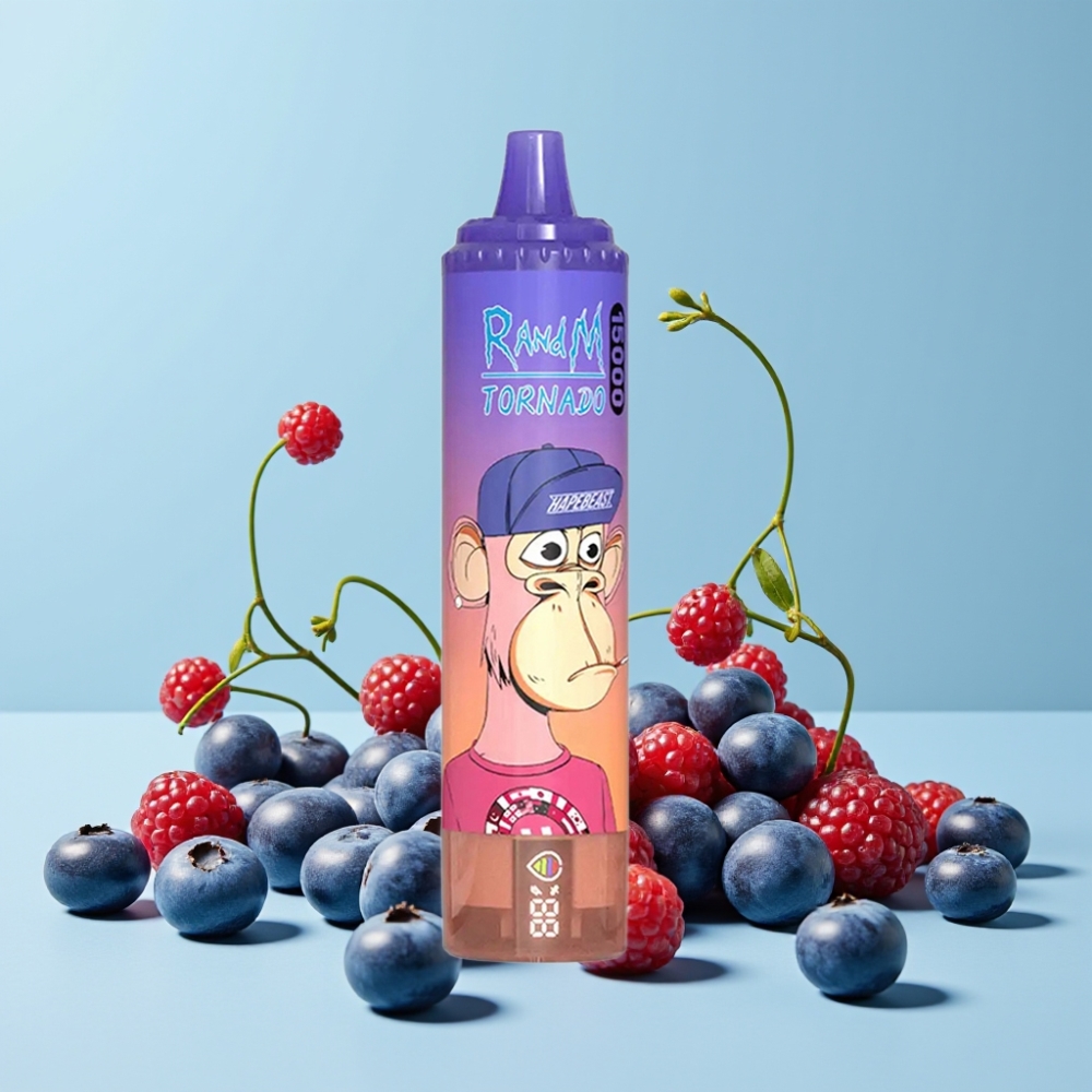 RandM Fumot Tornado 15000 Puffs 25ml Blåbær Kirsebær Tranebær Type-C LCD