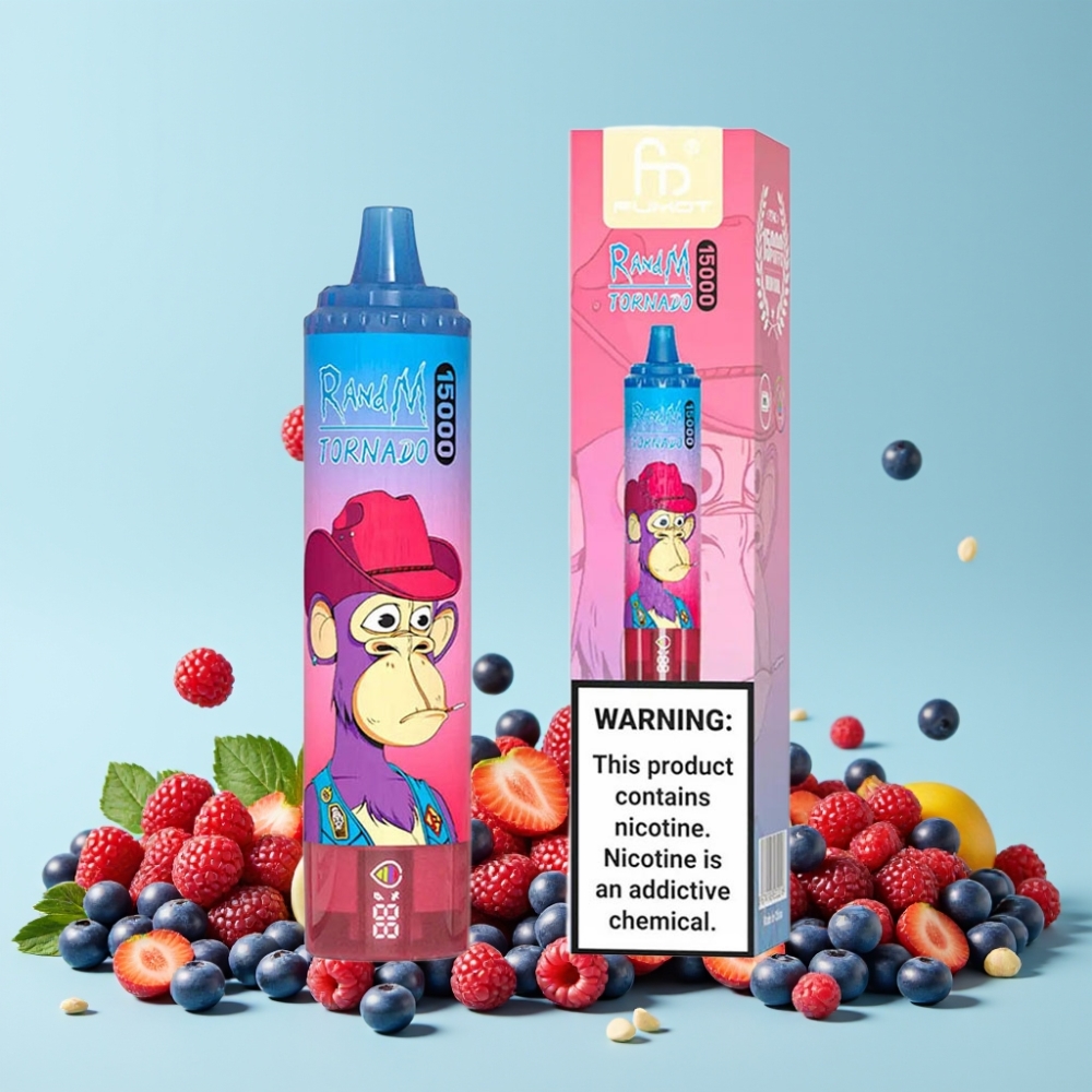 RandM Fumot Tornado 15000 Puffs 25ml Blandet Bær Mesh Coil Type-C LCD