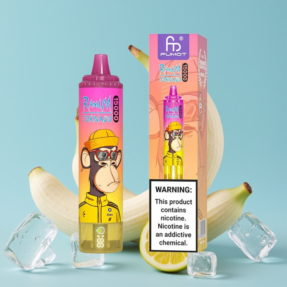 RandM Fumot Tornado 15000 Puffs Banan Is Mesh LCD Type-C