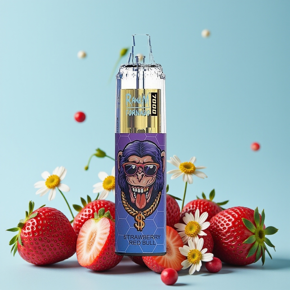 RandM Fumot Tornado 7000 14ML Type-C RGB Jordbær Red Bull