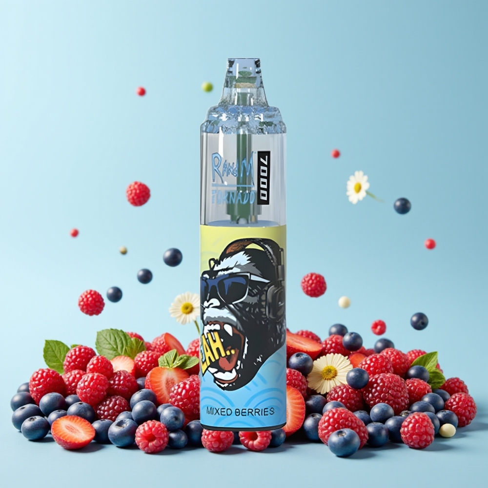 RandM Fumot Tornado 7000 Blandede Bær 14ML 850MAH Mesh Coil Type-C RGB Luftjustering