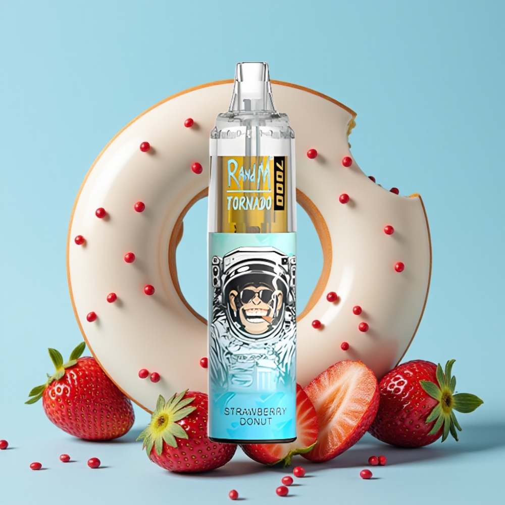 RandM Fumot Tornado 7000 Puffs 14ML Jordbær Donut RGB Type-C Luftjusterbar