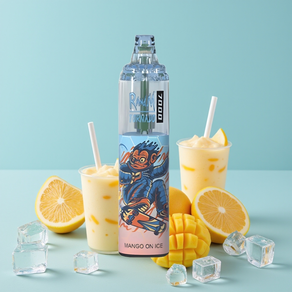 RandM Fumot Tornado 7000 Puffs 14ML Mango På Is Mesh Coil Type-C RGB Luftjustering