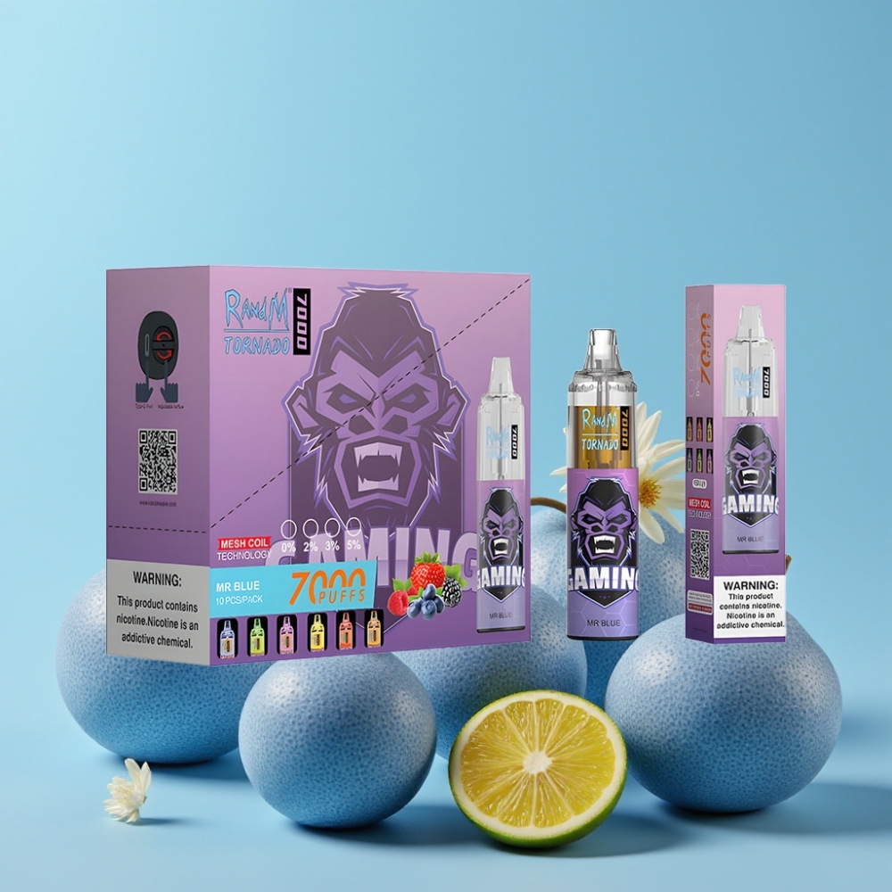 RandM Fumot Tornado 7000 Puffs 14 ML 850 MAH Dr. Blå Norge online wholesalers