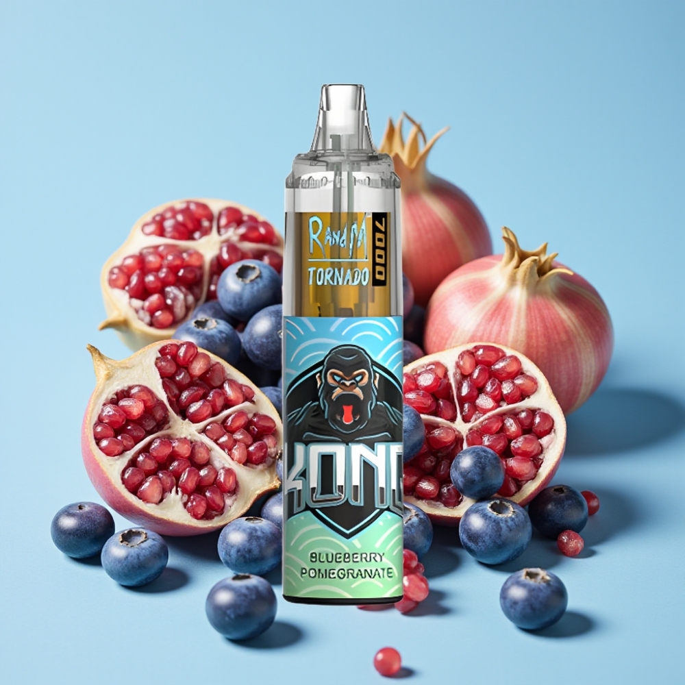 RandM Fumot Tornado 7000 Puffs 14 ML Blåbær Granateple Mesh Coil Type-C RGB Luftjustering