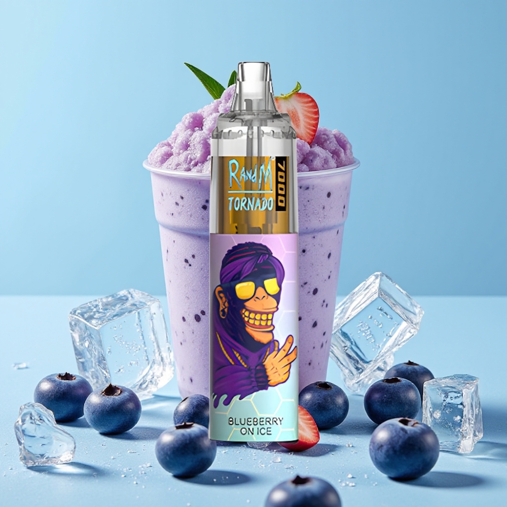 RandM Fumot Tornado 7000 Puffs 14 ML Blåbær På Is Type-C RGB Luftjustering
