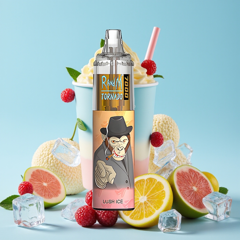 RandM Fumot Tornado 7000 Puffs 14 ML E-liquid Lush Is RGB Light Air-Adjustable