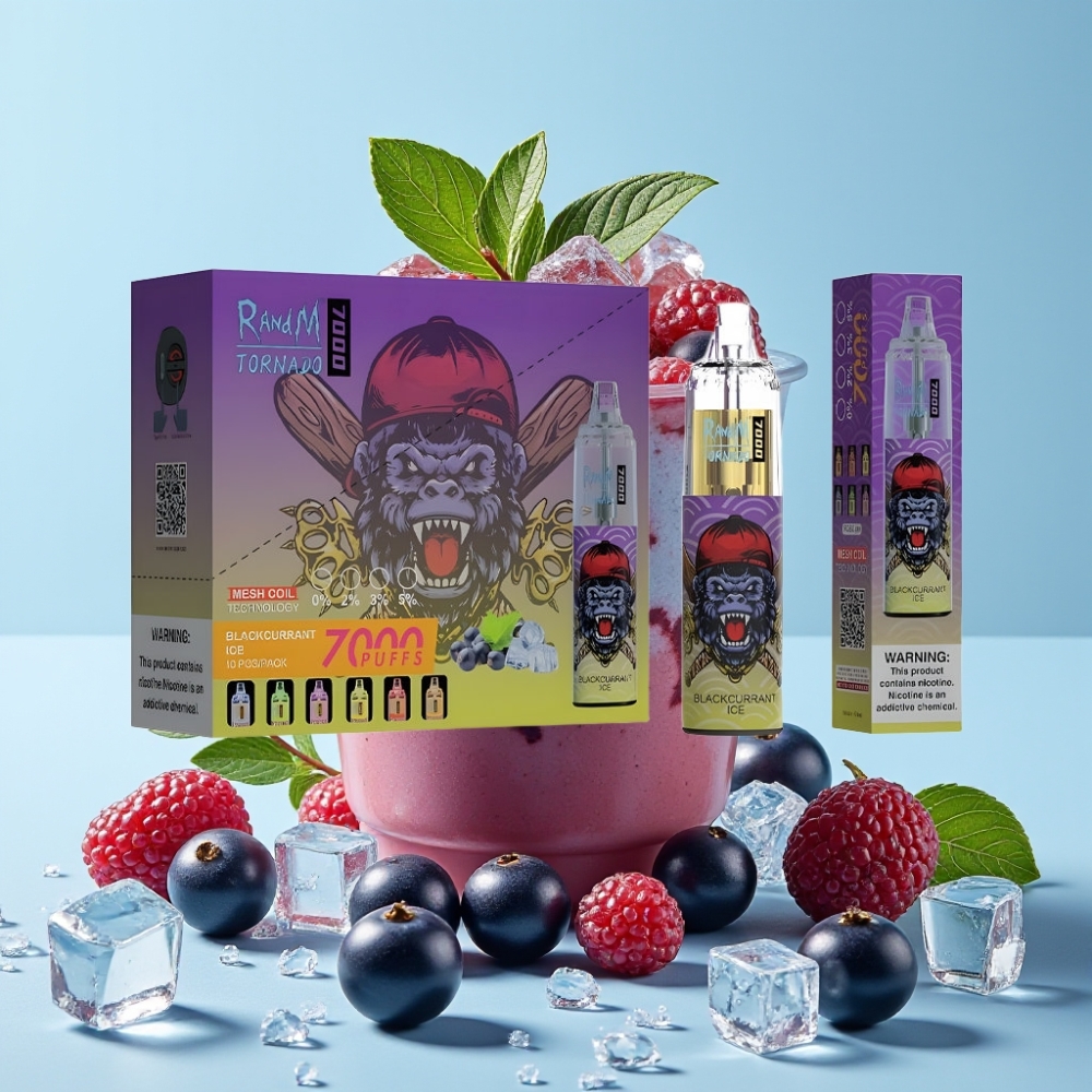 RandM Fumot Tornado 7000 Puffs 14 ML Mesh Coil Type-C RGB Solbær Is