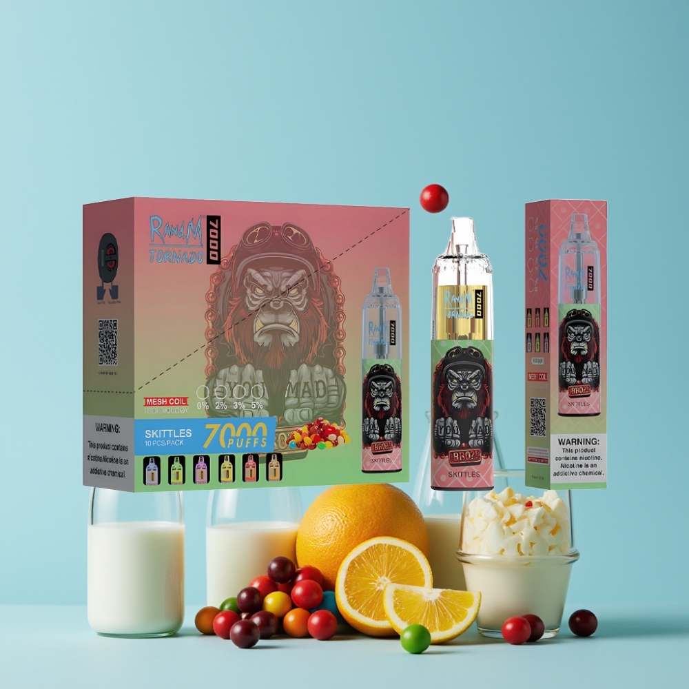 RandM Fumot Tornado 7000 Puffs 14 ML Skittles Type-C RGB Air-Adjustable
