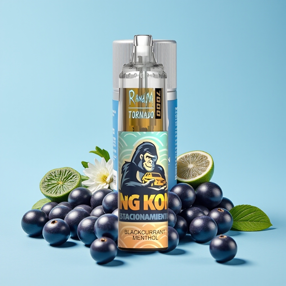 RandM Fumot Tornado 7000 Puffs 14 ML Svartsolbær Mentol Type-C RGB Luftjustering